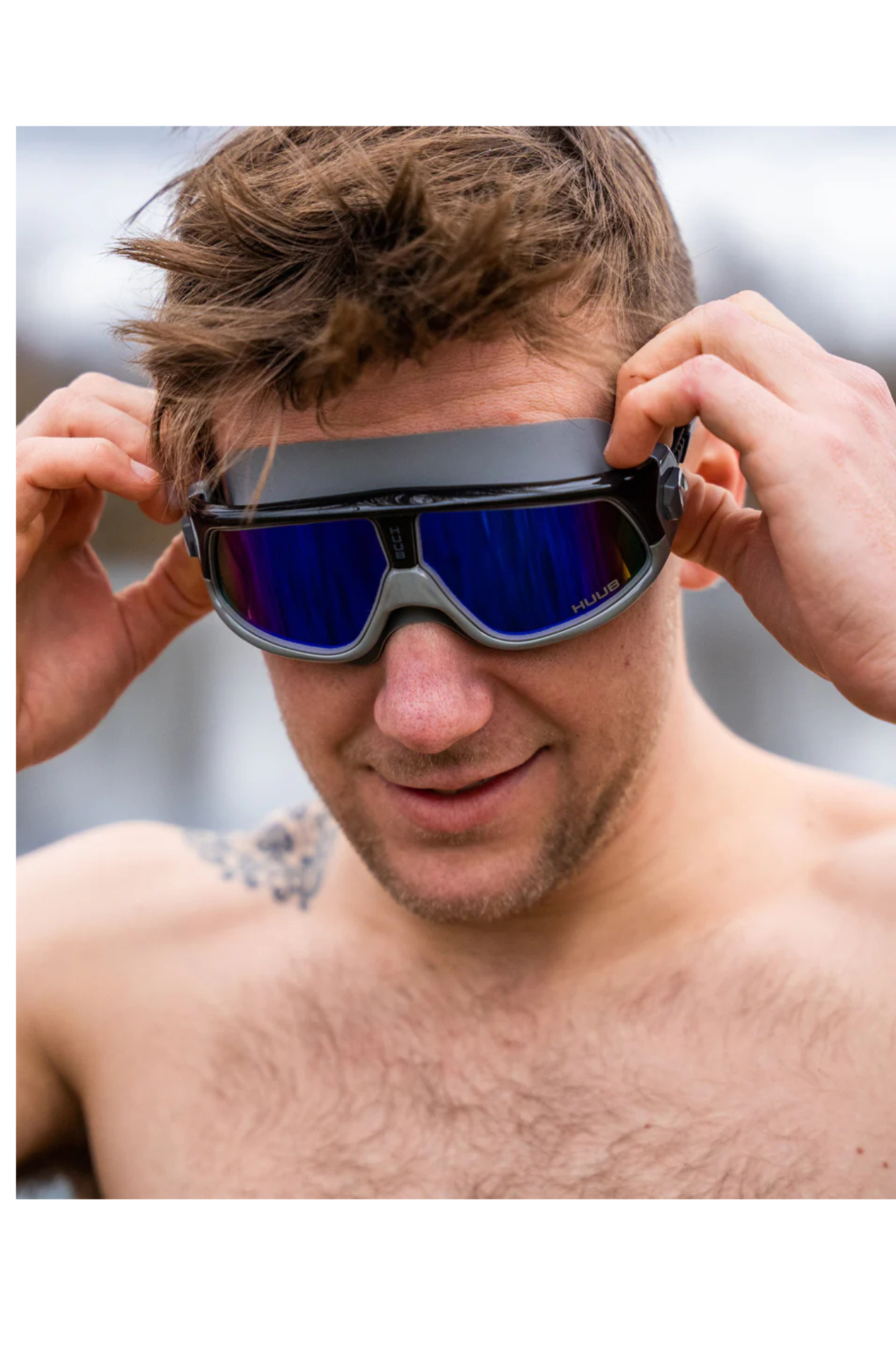 HUUB Ryft Open Water Swim Mask – Dark Smoke Mirror Lens for Bright Conditions