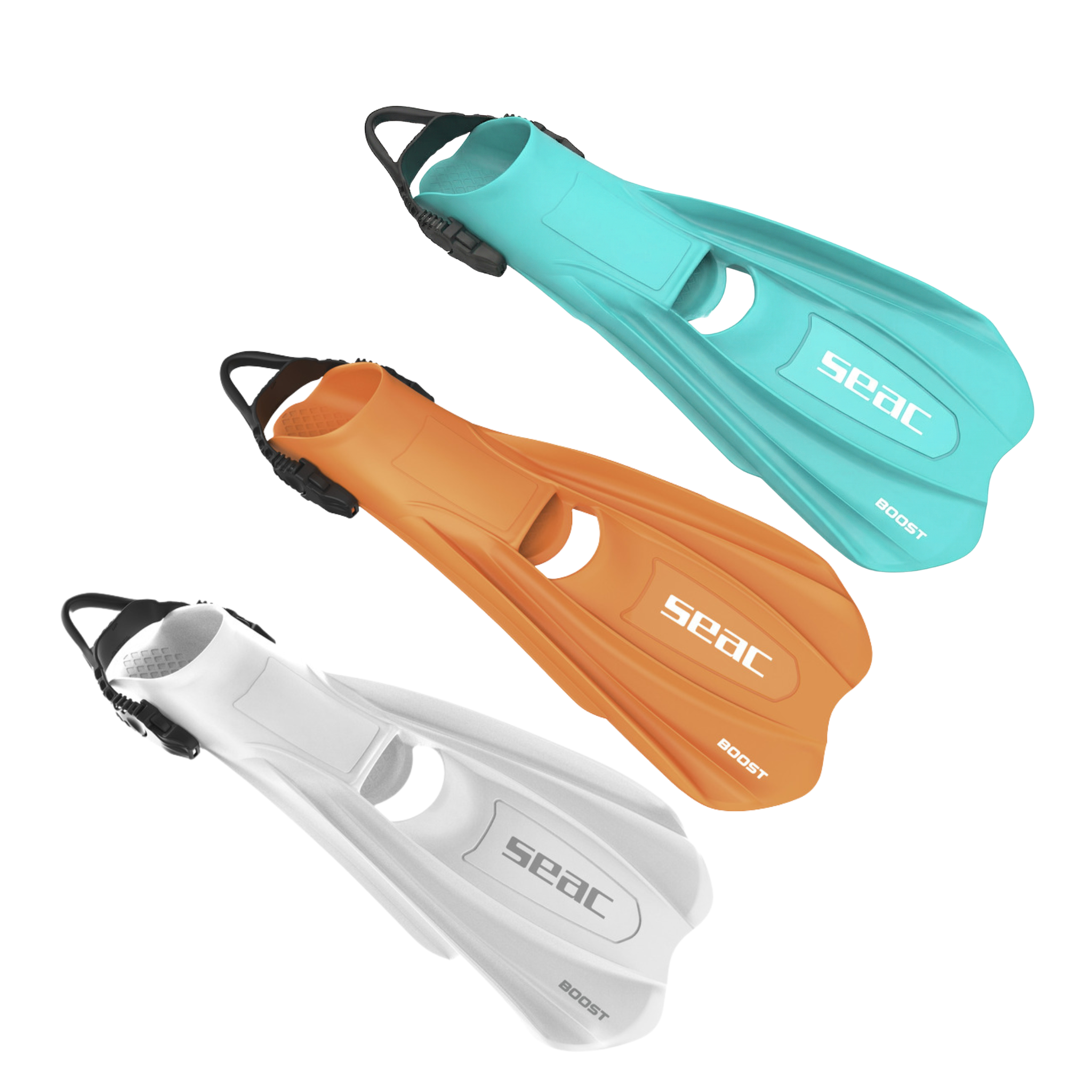 SEAC Boost Adjustable Sling Strap Fins - Barefoot Comfort & Travel Ready