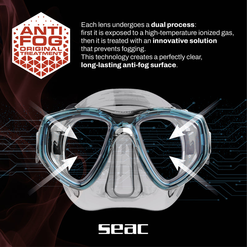 SEAC Clear Anti-Fog Diving Mask - Plasma Treated Tempered Glass